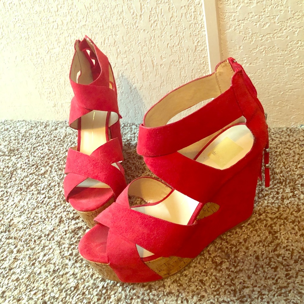 Red Wedge Heels Size 8